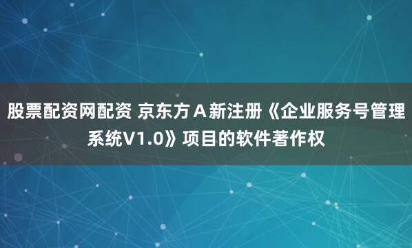 股票配资网配资 京东方Ａ新注册《企业服务号管理系统V1.0》项目的软件著作权